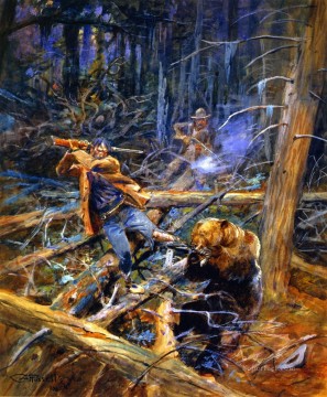Un oso pardo herido 1906 Charles Marion Russell Pinturas al óleo